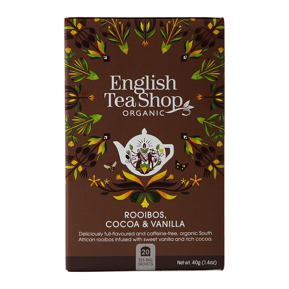 English Tea Shop Luomu Hauduke Rooibos, Cocoa & Vanilla, kofeiiniton 20 pss (6 x 40 g) LK-BIO-149