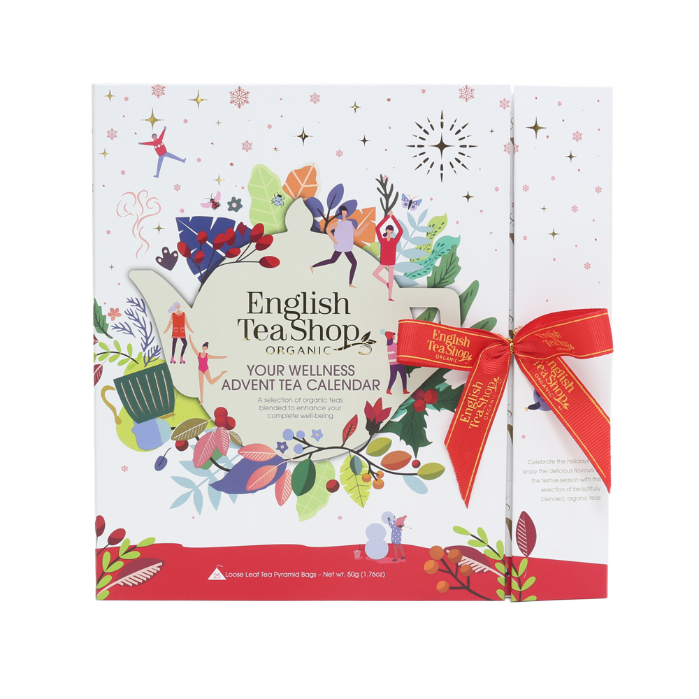 English Tea Shop Luomu Teejoulukalenterikirja, valkoinen 25pss (6x50g) LK-BIO-149