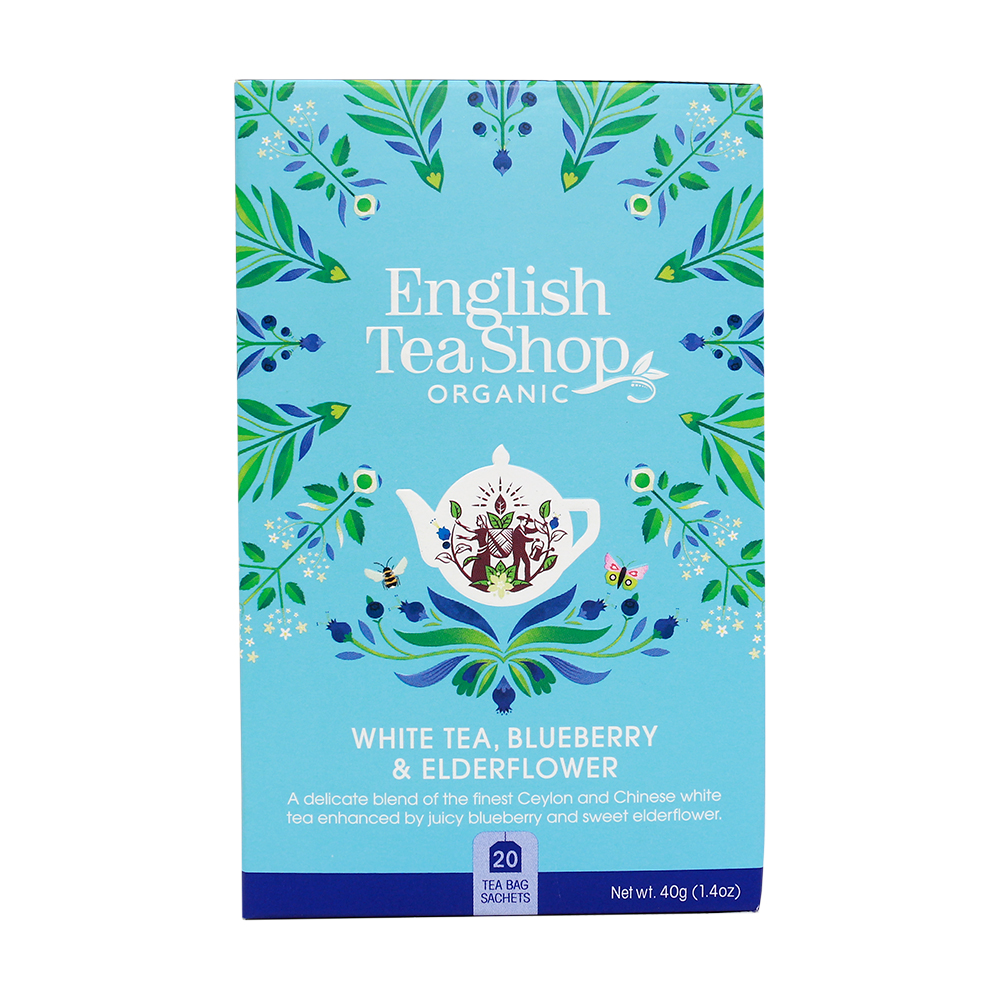 English Tea Shop Luomu Valkoinen Tee White Tea, Blueberry & Elderflower 20 pss (6 x 40 g) LK-BIO-149