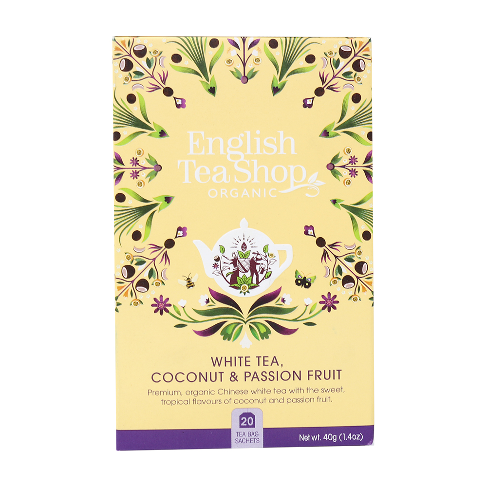 English Tea Shop Luomu Valkoinen Tee White Tea, Coconut & Passion Fruit 20 pss (6 x 40 g) LK-BIO-149