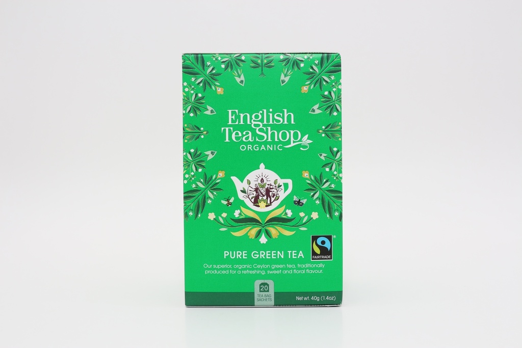 English Tea Shop Eklologisk Grönt te Pure Green 20 ps, Rättvis handel (6 x 40 g) FI-EKO-201