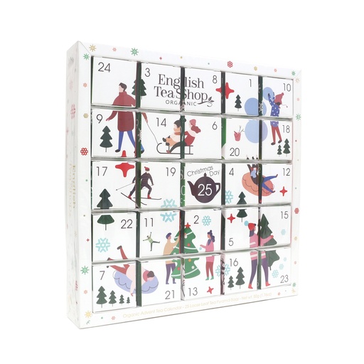 [06126] English Tea Shop Luomu Teejoulukalenteri valkoinen, 25pss (6 x 50g) LK-BIO-149